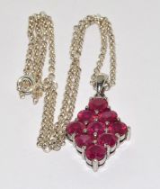 A large Ruby 925 silver Navette pendant.