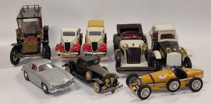 Collection of large scale die cast car display models (8).