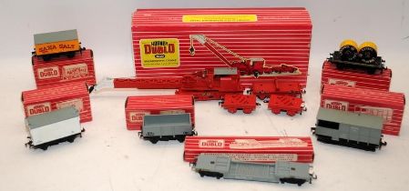 Vintage Hornby Dublo red stripe box rolling stock including 4620 Breakdown Crane, all in original