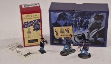 W. Britain 43015 cast metal soldier boxed together with 00278 Brother vs. Brother boxed set.