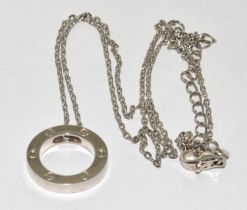 Silver designer style drop pendant necklace