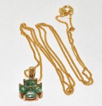 9ct gold ladies Emerald pendant necklace chain length 46cm