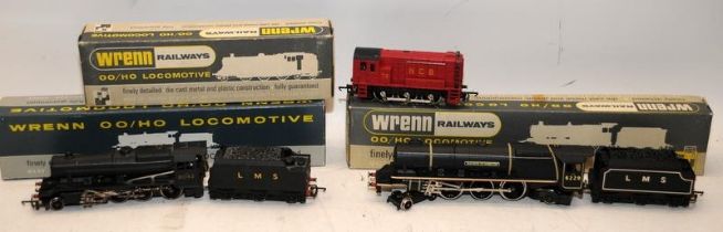 3 X Wrenn HO/OO locomotives : Red Bodied NCB Shunter, 2-8-0 LMS Loco with Tender and LMS Duchess