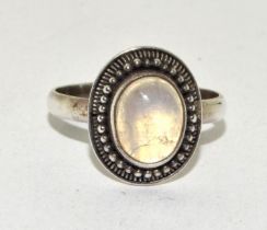 A Mystic moonstone 925 silver ring Size O