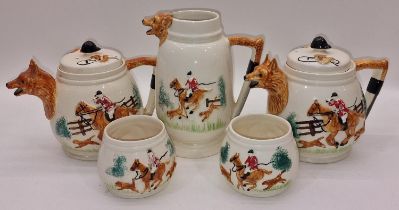 Portland Pottery collection of Fox and Hounds items to include tea pots and water jug (5).