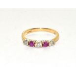 Ruby/Diamond 9ct gold ring Size M