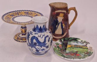 Collection of ceramics to include blue and white oriental vase, plates etc.