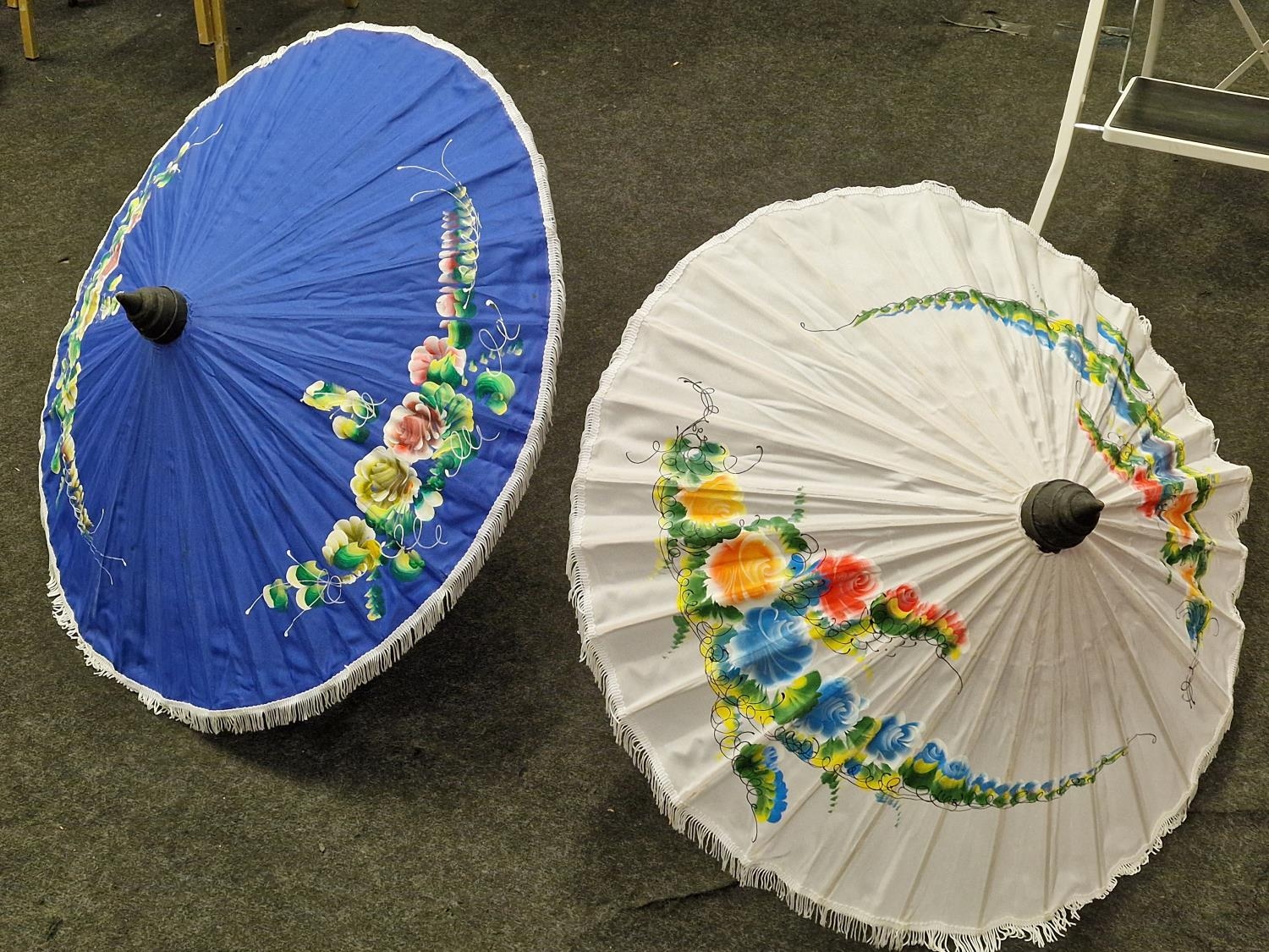 Pair of oriental fabric umbrellas. - Image 2 of 3