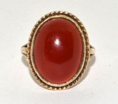Vintage 9ct gold ladies agate ring size L