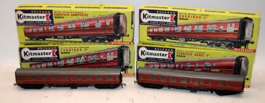 Rosebud Kitmaster OO gauge Built Carriages, Maroon 13, 14 x 2 and 15. All boxed