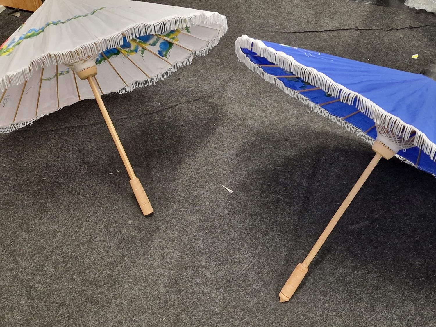 Pair of oriental fabric umbrellas. - Image 3 of 3