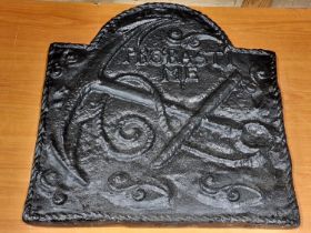 Very Heavy (approx 50 Kilos) fishing/sailing related cast iron wall plaque reads "Probasti Me" (Save