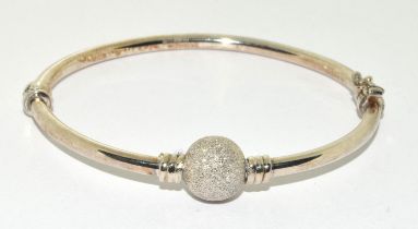 925 silver bangle set with a glitter ball charm