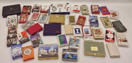 Collection of modern and vintage packs of playing cards to include Beatles, Harrods, Star Trek and