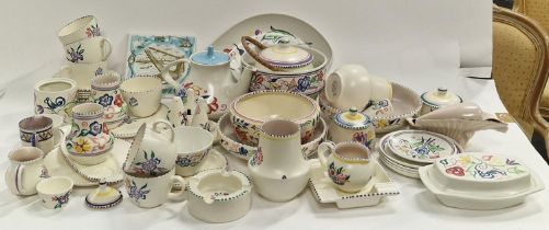 Large quantity of Poole Pottery traditional pattern items 50+ pieces in lot.