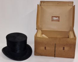 Dunn & Co. London Gentleman's black silk quality top hat with original (tatty) Dunn & Co storage