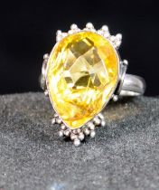 An antique inspired Harlequin citrine 925 silver ring Size Q