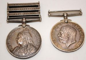 Queen Victoria Queens South Africa Medal with Transvaal, Orange Free State and Cape Colony bars