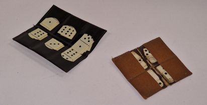 Two sets of vintage unusual travelling dominoes in cases.