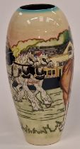 Moorcroft large vase in "The Showground Horse" pattern signed and stamped to base 31cm tall.