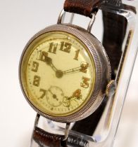 1914 silver cased Rolex trench watch. 37mm across including crown
