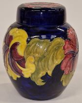 Moorcroft large lidded ginger jar signed and stamped to base 21cm tall.