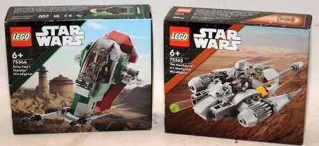 Lego Mandalorian Starfighter NO 75363 and Boba Fetts Starship NO 75344 both in sealed boxes.