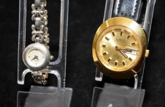 Vintage Limit automatic gents 25 jewels watch with faceted glass, seen working c/w a ladies quartz