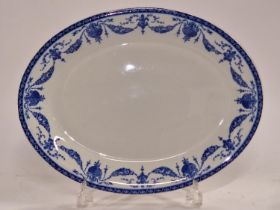 Large vintage blue and white ceramic meat platter 46x35cm.