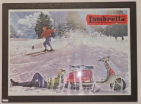 A framed Lambretta Scooter poster frame size 30" x 22"