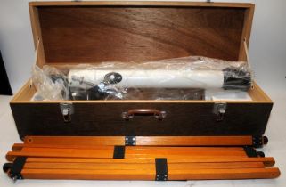 Vintage Japanese astronomy telescope in fitted wooden case