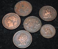 Antique Coins: Small Collection of Georgian/Victorian Nova Scotia etc Tokens c/w 1857 New Zealand