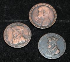 Antique Coins: 1794 Lancaster Eccleston Half Penny Token c/w 2 other Antique Lancaster Tokens