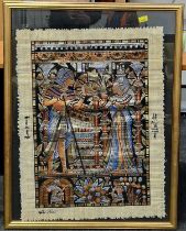 Large framed and glazed Papyrus picture handmade with papers from papyrus plant with guarantee