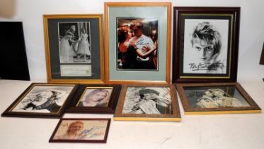 A collection of framed autographed photo's of female stars including Sophia Loren, Kate Winslet,