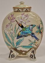 Vintage Minton's Art Pottery Studio bird vase with lid 31cm tall.