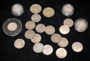 A collection of coins to include 4 x Silver Proof £1 One Pound coins