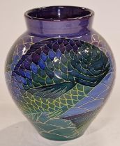 Dennis China Works studio "Sea Bream" vase by Sally Tuffin 21cm tall.