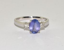 A Topaz Diamond 18ct gold ring Size L +