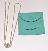 Tiffany & Co silver full hall marked necklace with bag.