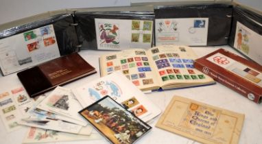 Collection of Stamps and FDC's. Lot includes vintage stamp album containing early stampos