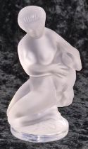 Lalique France glass Diana & Fawn figure signed 12cm tall.