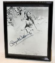 Raquel Welch One Million Years BC signed photograph. Frame size 23cms x 28cms. Unauthenticated but