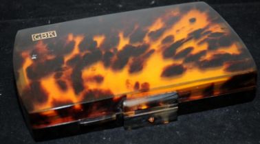 Vintage Minaudiere clutch bag/vanity box in faux (?) tortoiseshell with fitted interior. 19cms