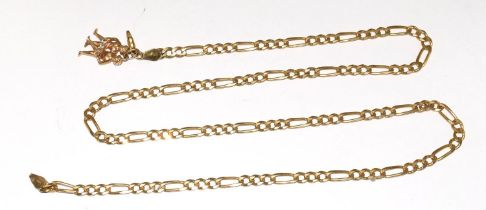 14ct gold Figaro neck chain with a possible gold charm total 14g