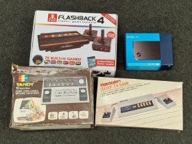 Quantity of boxed gaming items to include an Atari flashback, Steam ling and two vintage TV games (