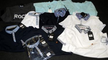 Quantity of BNWT Brave Soul Tops, mostly men's polo shirts. Various colours and sizes (85)