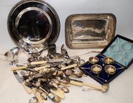 A large collection of silver and silver plated items