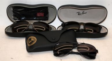 3 x cased sets of Sunglasses marked Ray Ban ref 3