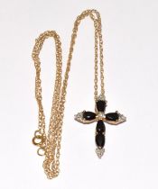 9ct gold Diamond and sapphire pendant necklace H/M as Diamond